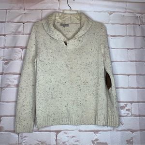 Men's Shawl Collar Turtleneck Sweater - Cream Speckle